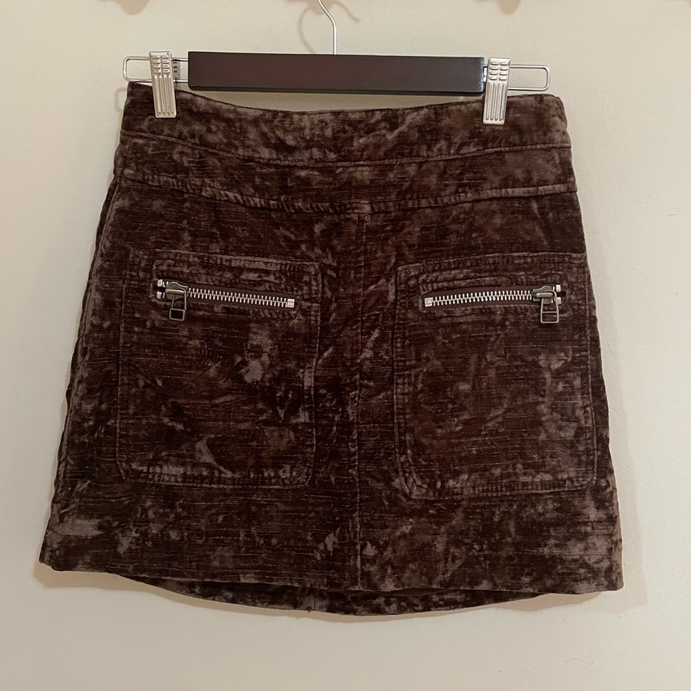 Free people brown velvet skirt